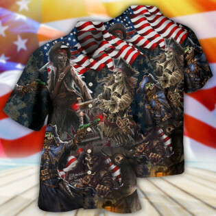 Pirate Skeleton USA Flag Independence Day - Hawaiian Shirt - Owl Ohh - Owl Ohh