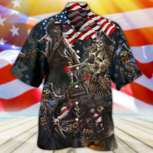 Pirate Skeleton USA Flag Independence Day - Hawaiian Shirt - Owl Ohh - Owl Ohh