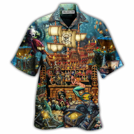 Skull Pirate Treasure Night On The Sea Style - Hawaiian Shirt - Owl Ohh - Owl Ohh