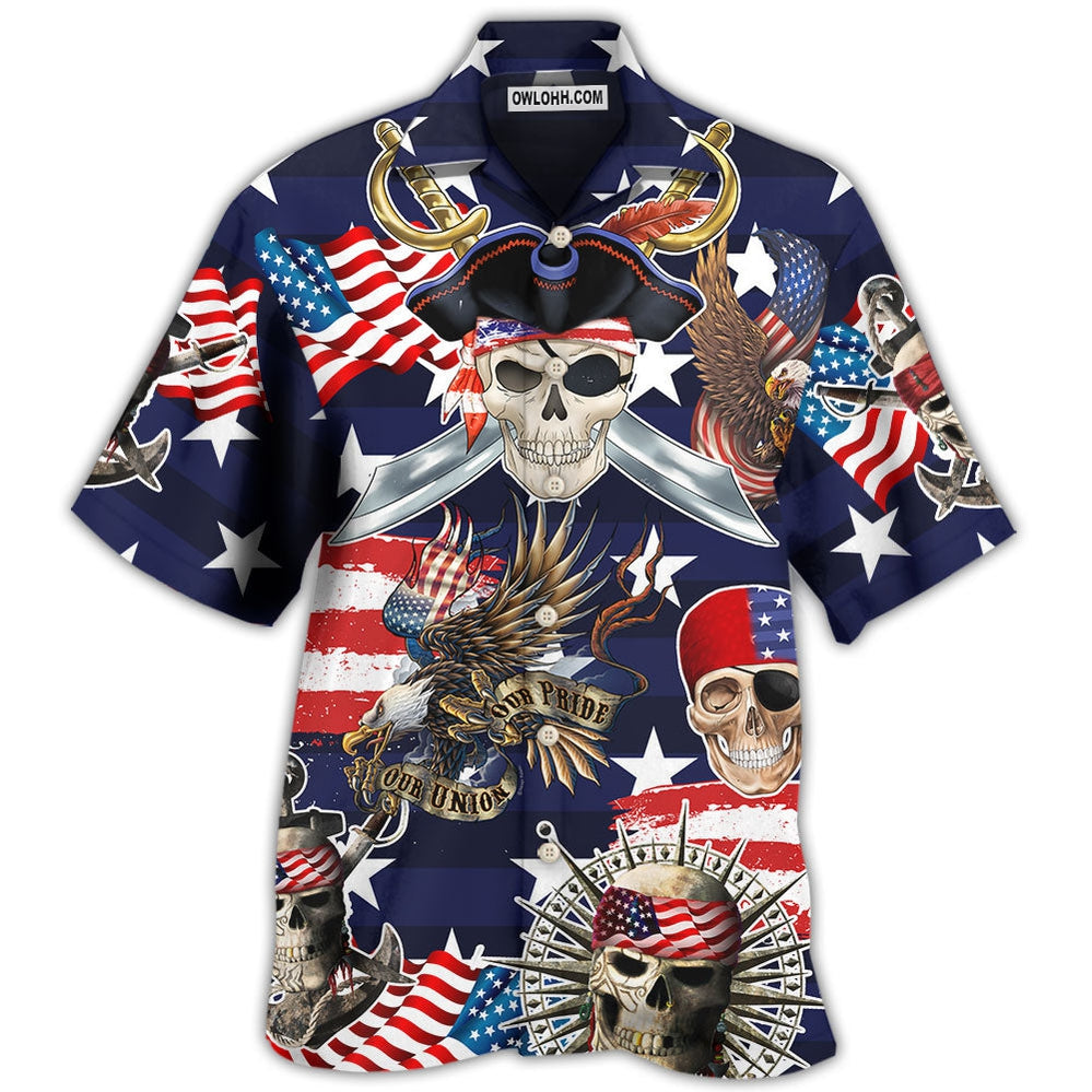 Pirate Skeleton America Independence Day - Hawaiian Shirt - Owl Ohh - Owl Ohh