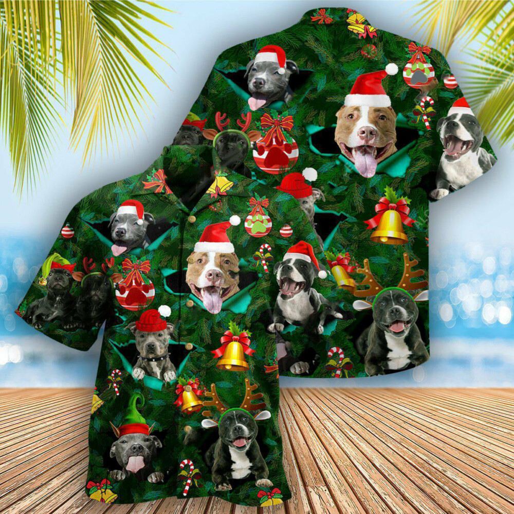 Pitbull Dog Merry Pit-Mas - Hawaiian Shirt - Owl Ohh - Owl Ohh