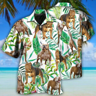 Pitbull And Tropical Leaf - Hawaiian Shirt - Owl Ohh - Owl Ohh