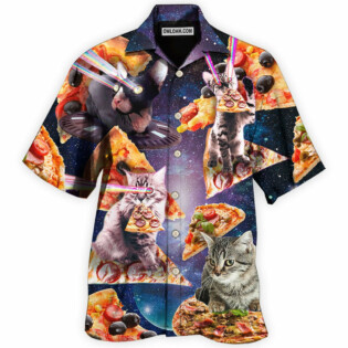 Cat Into The Galaxy Pizza Sky - Hawaiian Shirt - Owl Ohh - Owl Ohh