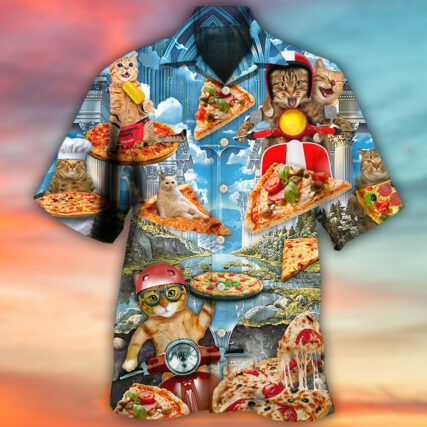 Cat Pizza Cat Funny Style - Hawaiian Shirt - Owl Ohh - Owl Ohh