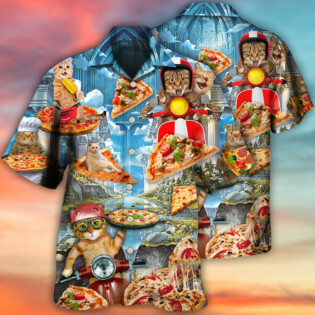 Cat Pizza Cat Funny Style - Hawaiian Shirt - Owl Ohh - Owl Ohh