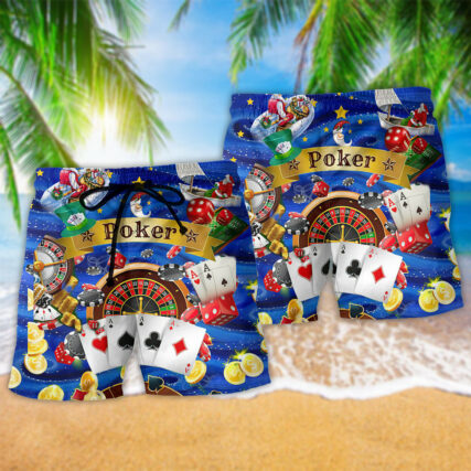 Poker Gambling Born To Play Forced To Work Style - Beach Short - Owl Ohh - Owl Ohh