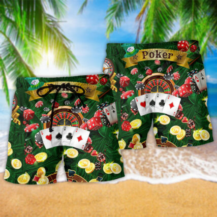 Poker Gambling Born To Play Poker Forced To Work - Beach Short - Owl Ohh - Owl Ohh