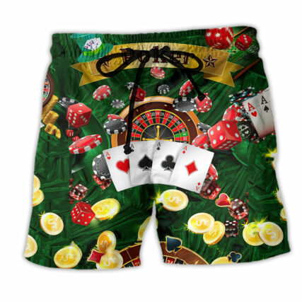 Poker Gambling Born To Play Poker Forced To Work - Beach Short - Owl Ohh - Owl Ohh