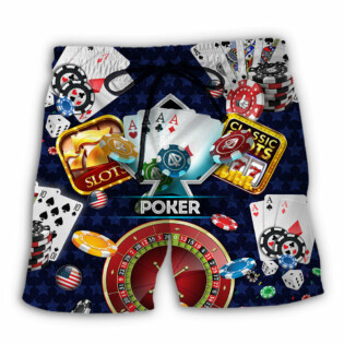 Poker US Flag Independence Day - Beach Short - Owl Ohh - Owl Ohh