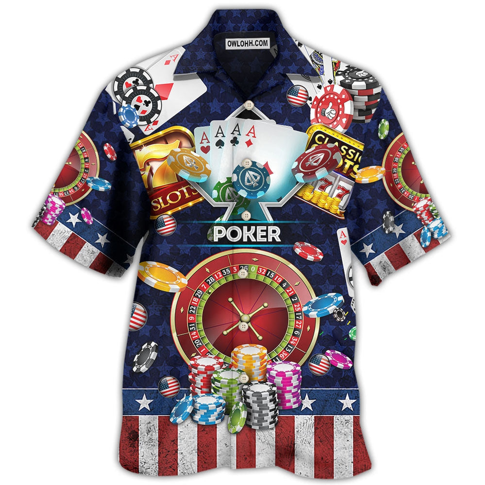 Poker US Flag Independence Day - Hawaiian Shirt - Owl Ohh - Owl Ohh