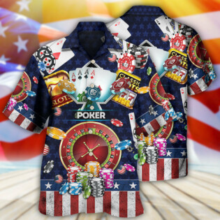 Poker US Flag Independence Day - Hawaiian Shirt - Owl Ohh - Owl Ohh