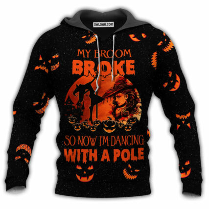 Pole Dance My Broom Is Broke Red And Black Style - Hoodie - Owl Ohh - Owl Ohh
