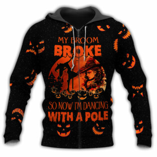 Pole Dance My Broom Is Broke Red And Black Style - Hoodie - Owl Ohh - Owl Ohh