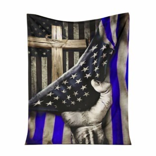 Police Blue Line Flag Police Officer - Flannel Blanket - Owl Ohh - Owl Ohh