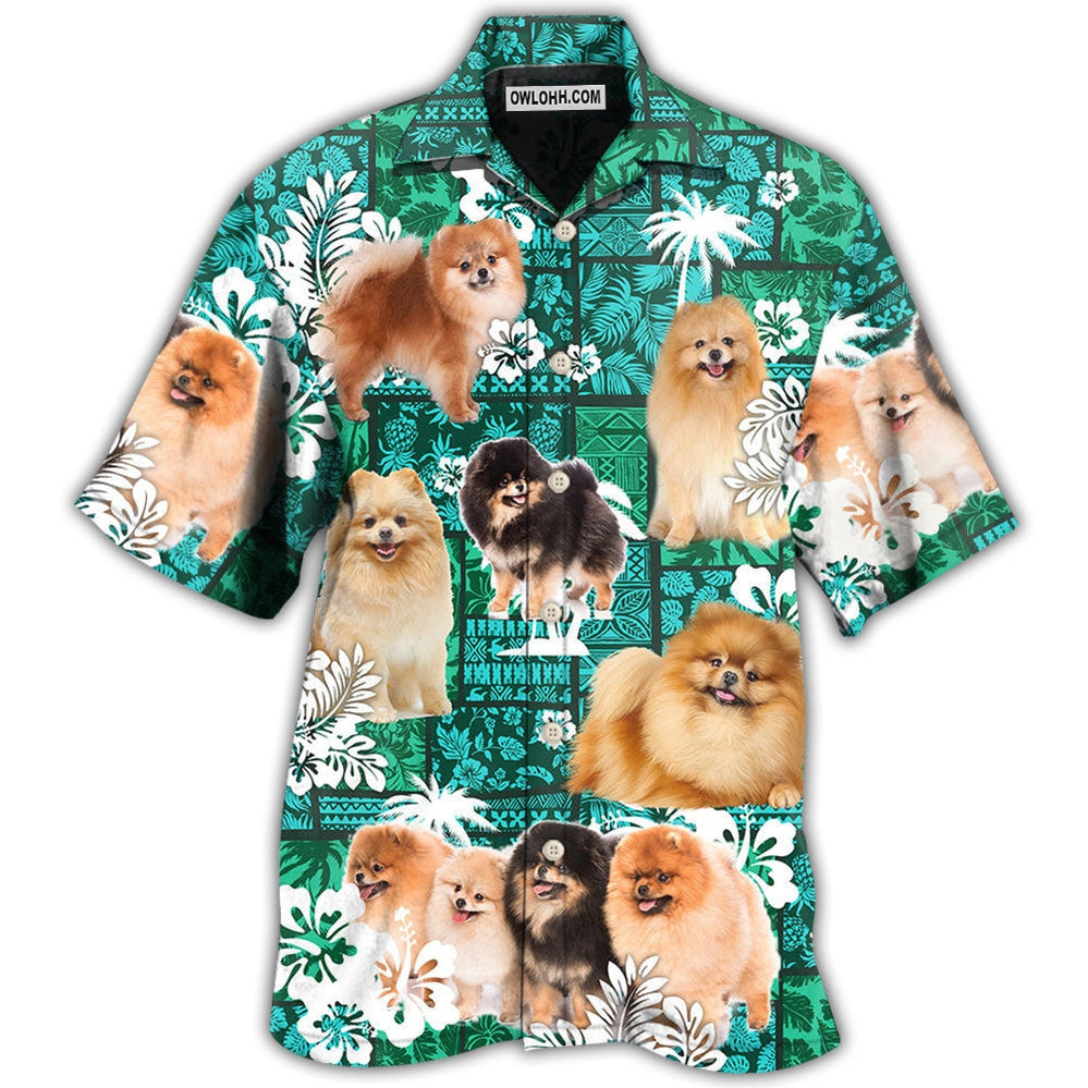 Pomeranian Green Tropical Dog Lover - Hawaiian Shirt - Owl Ohh - Owl Ohh