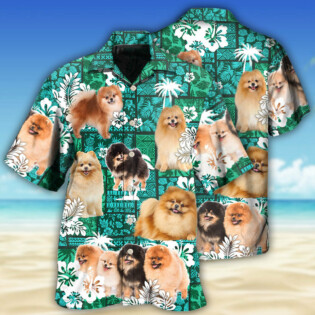 Pomeranian Green Tropical Dog Lover - Hawaiian Shirt - Owl Ohh - Owl Ohh