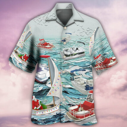 Pontoon Sailing To Christmas - Hawaiian Shirt - Owl Ohh - Owl Ohh