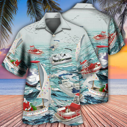 Pontoon Sailing To Christmas - Hawaiian Shirt - Owl Ohh - Owl Ohh