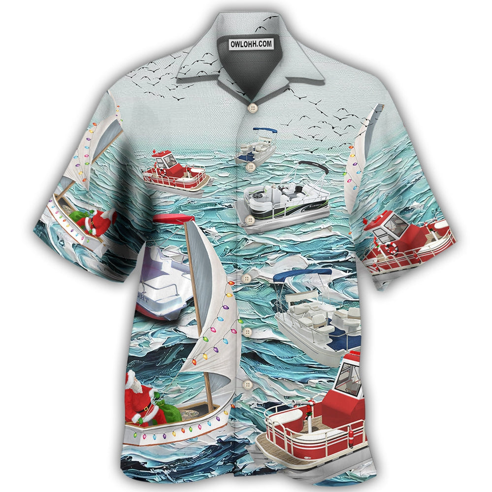 Pontoon Sailing To Christmas - Hawaiian Shirt - Owl Ohh - Owl Ohh