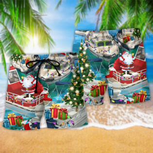 Pontoon Santa Claus's Pontoon Is Coming To Town - Beach Short - Owl Ohh - Owl Ohh