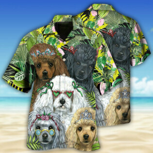 Poodle Dog Green Tropical - Hawaiian Shirt - Owl Ohh - Owl Ohh