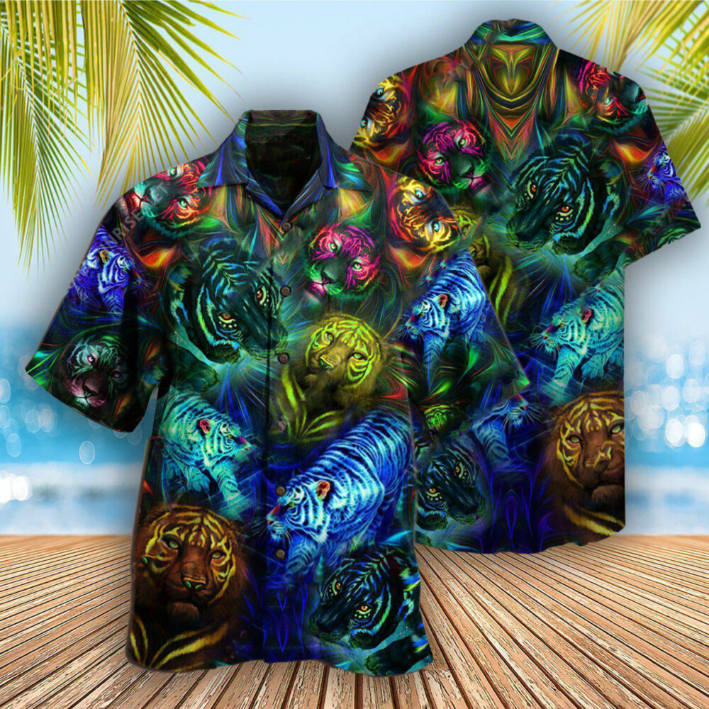 Tiger Powerful Neon Color - Hawaiian Shirt - Owl Ohh - Owl Ohh