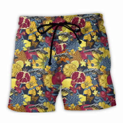 Gun In Death Skull Hand Tropical - Beach Short - Owl Ohh - Owl Ohh