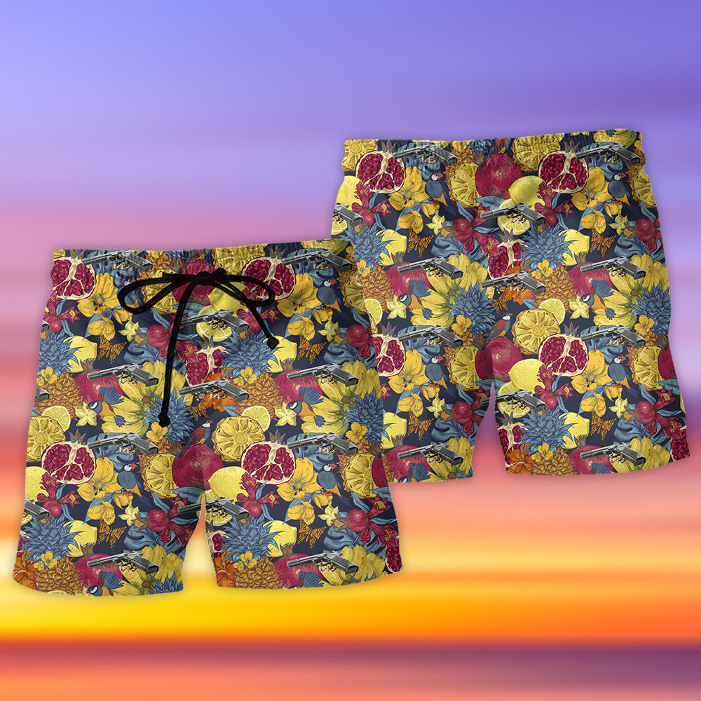 Gun In Death Skull Hand Tropical - Beach Short - Owl Ohh - Owl Ohh
