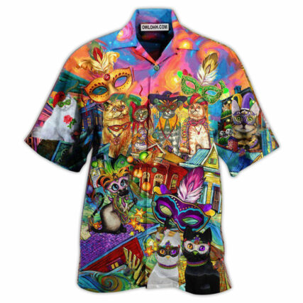 Cat Prom Lets Go Down Street Celebrate The Mardi Gras Festival - Hawaiian Shirt - Owl Ohh - Owl Ohh