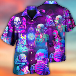 Skull Psychic Skull Face Future Style With Purple - Hawaiian Shirt - Owl Ohh for men and women, kids - Owl Ohh