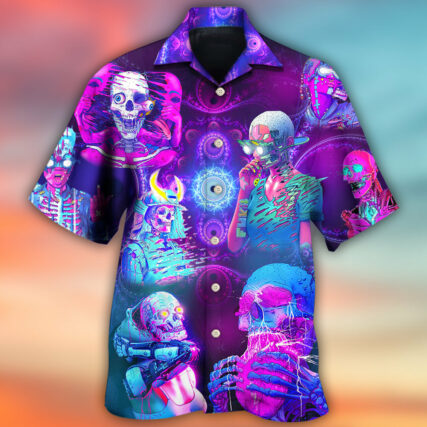 Skull Psychic Skull Face Future Style With Purple - Hawaiian Shirt - Owl Ohh for men and women, kids - Owl Ohh