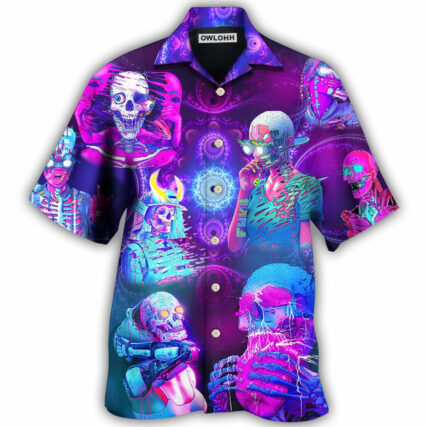 Skull Psychic Skull Face Future Style With Purple - Hawaiian Shirt - Owl Ohh for men and women, kids - Owl Ohh