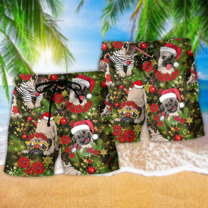 Pug Christmas Have Yourself A Merry Little Pug - Beach Short - Owl Ohh - Owl Ohh