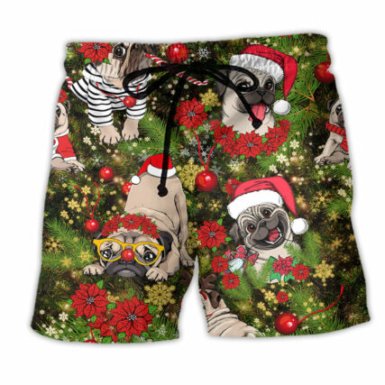 Pug Christmas Have Yourself A Merry Little Pug - Beach Short - Owl Ohh - Owl Ohh