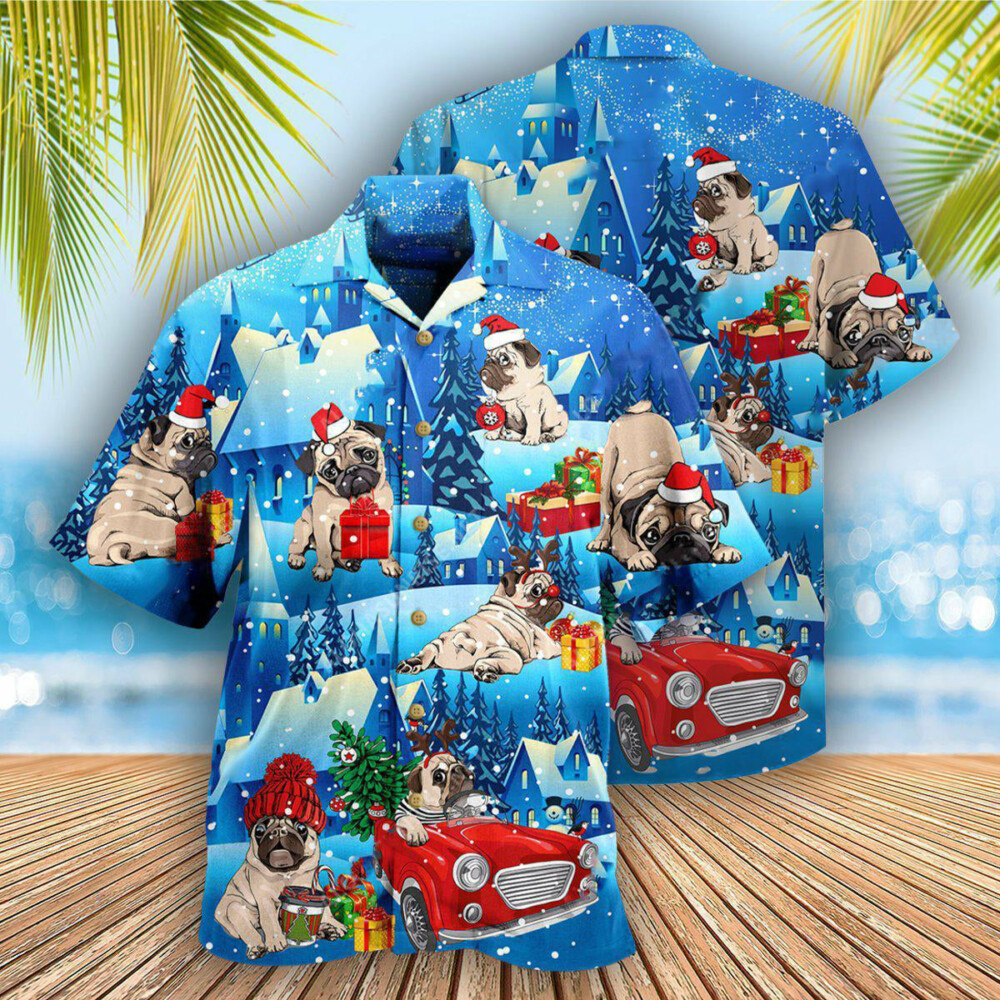 Pug Dog Merry Chrismas With My Pug - Hawaiian Shirt - Owl Ohh - Owl Ohh