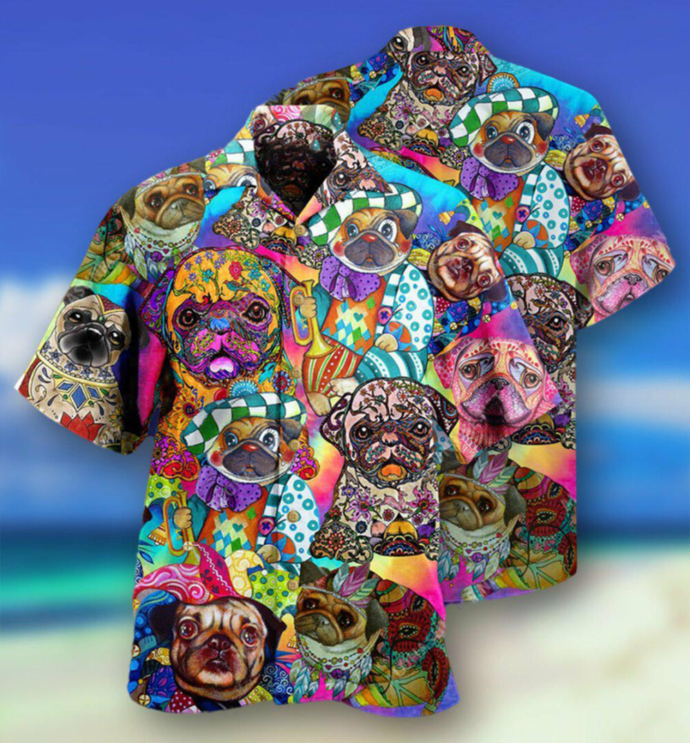 Pug Dogs Colorful Cute - Hawaiian Shirt - Owl Ohh - Owl Ohh