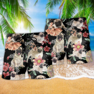 Pug Tropical Style Dark - Beach Short - Owl Ohh - Owl Ohh