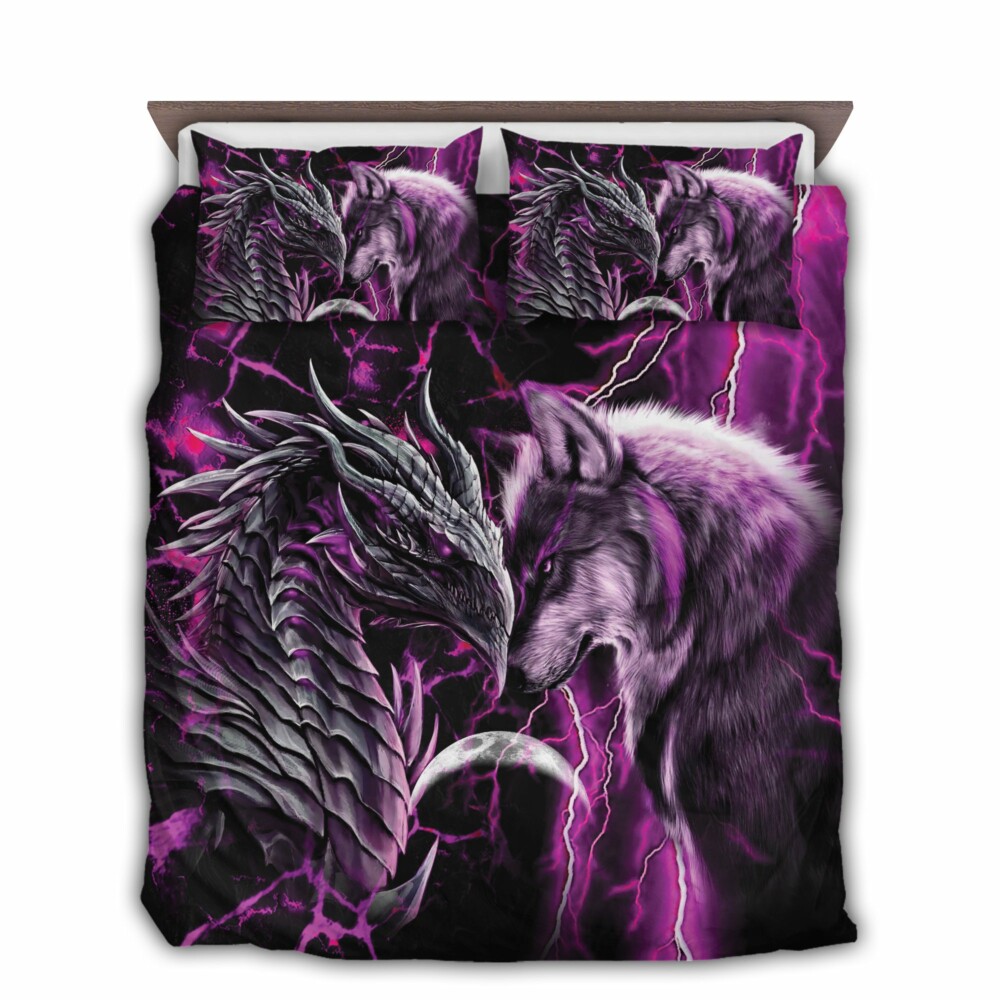 Dragon And Wolf Purple - Bedding Cover - Owl Ohh - Owl Ohh