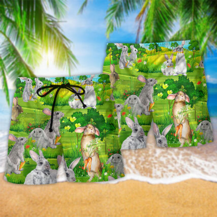 Rabbit Animals Love Carrot Lovely Style - Beach Short - Owl Ohh - Owl Ohh