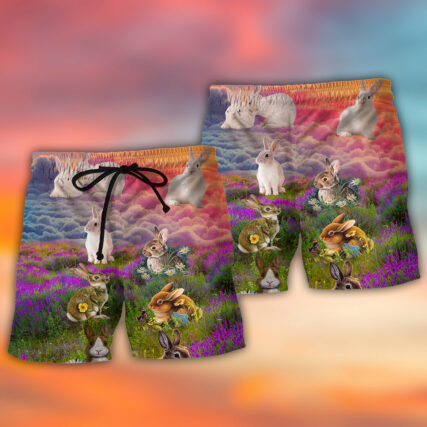 Rabbit Beautiful Floral Grass - Beach Short - Owl Ohh - Owl Ohh