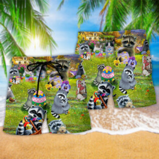 Raccoon I Am Just Here For The Eggs Harmony Blue Sky - Beach Short - Owl Ohh - Owl Ohh