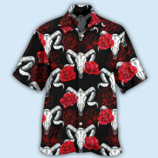 Skull Rose And Ram Skull - Hawaiian Shirt - Owl Ohh - Owl Ohh