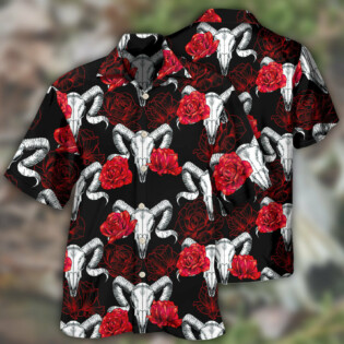 Skull Rose And Ram Skull - Hawaiian Shirt - Owl Ohh - Owl Ohh