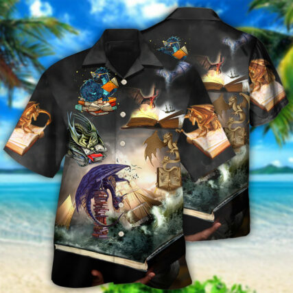 Book Reading Book Dragon - Hawaiian Shirt - Owl Ohh - Owl Ohh