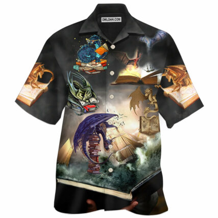 Book Reading Book Dragon - Hawaiian Shirt - Owl Ohh - Owl Ohh