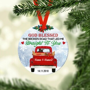 Red Truck Straight To You Couple Personalized - Circle Ornament - Owl Ohh - Owl Ohh