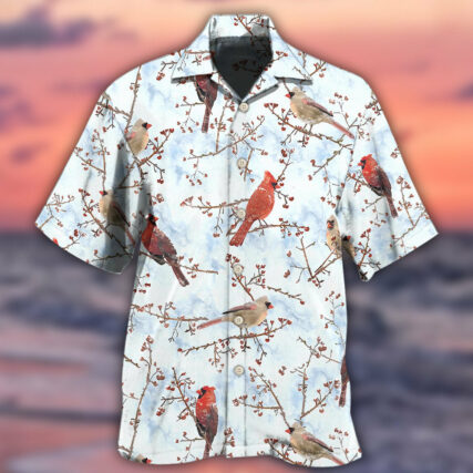 Cardinal Red In Winter - Hawaiian Shirt - Owl Ohh - Owl Ohh