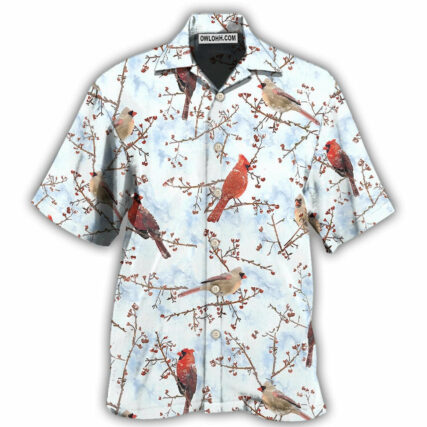 Cardinal Red In Winter - Hawaiian Shirt - Owl Ohh - Owl Ohh