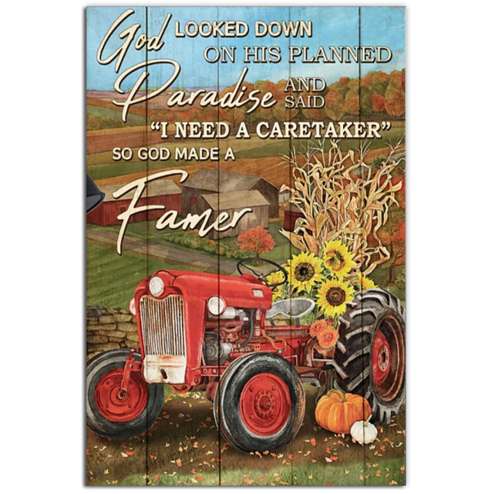 Tractor Red Tractor God Made A Farmer - Vertical Poster - Owl Ohh - Owl Ohh