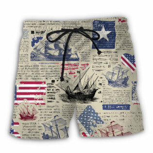 Sailing US Flag Independence Day - Beach Short - Owl Ohh - Owl Ohh